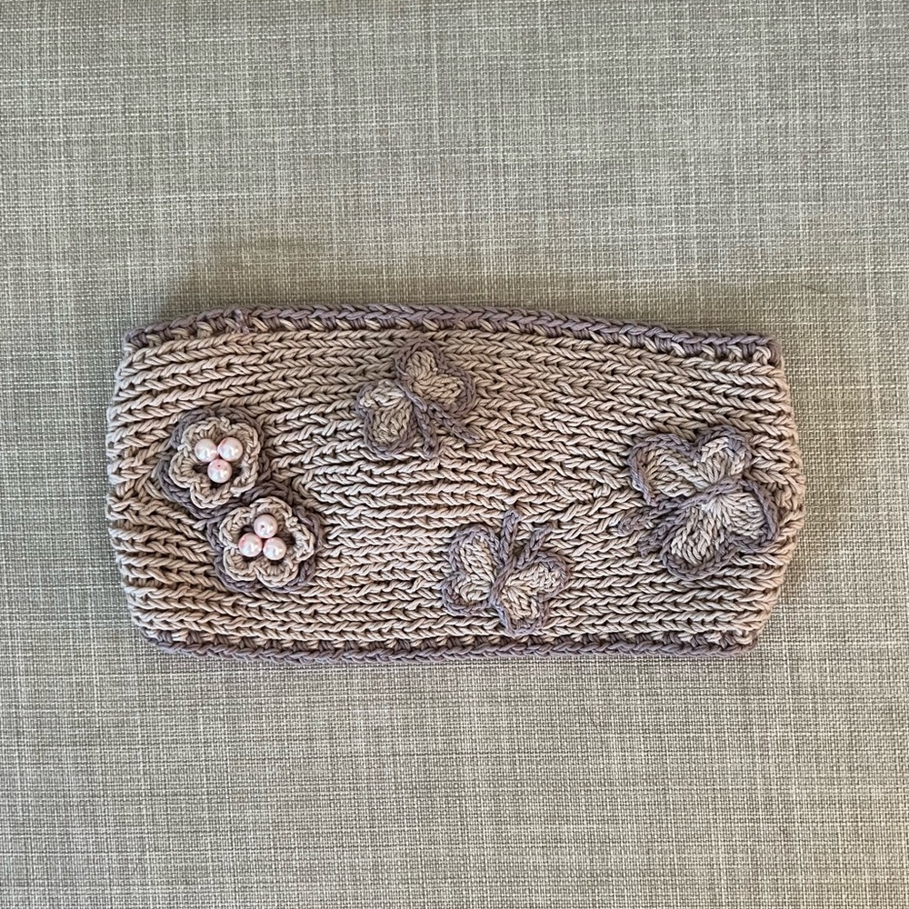 Butterfly flower crochet ear warmer headband